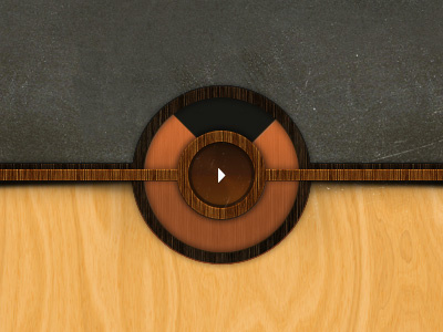 Circle button play button interface play ui wood