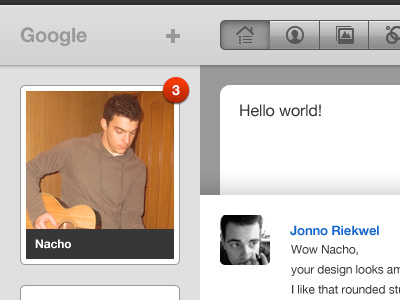 Google+ redesign buttons google hello world notifications plus ui