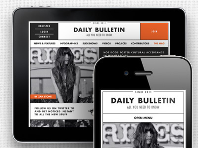 Responsive theme - Daily Bulletin bulletin clean daily futura grid ipad iphone responsive textures