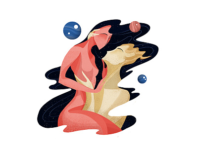 Intimacy couple erotic illustration intimacy love man planets universe woman