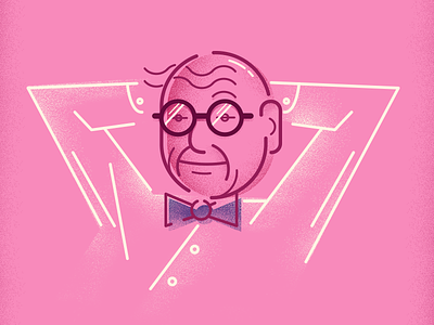 Wally Olins bowtie glasses olins pink portrait wally wow