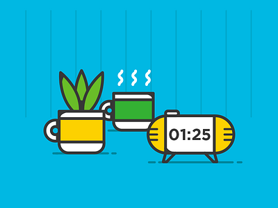 efficiency video details alarm clock cup desk details office plant tea wall