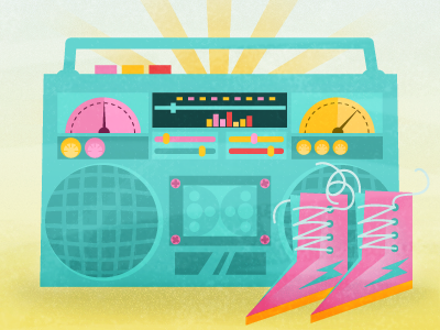 musicbox boombox dance disco funky illustration music