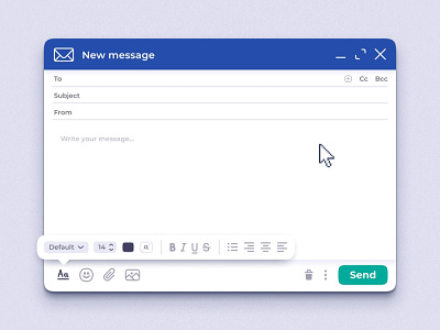 Email app window. Empty new message template
