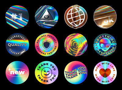 Iridescent holographic foil stickers emblem foiled paper gradient mesh holographic iridescent mesh gradient nft original product quality guaranteed round sticker