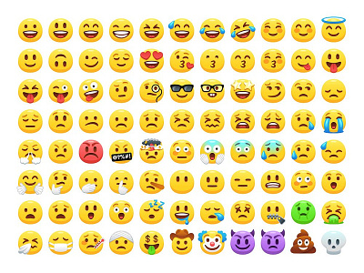 Cartoon emoji icons.