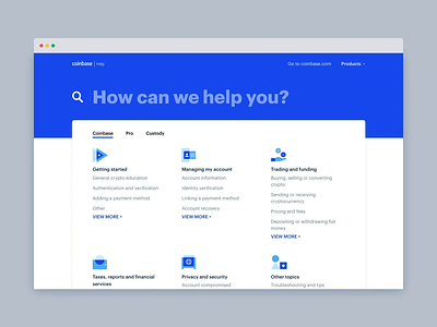 Coinbase Help Center branding crypto design help center icon ui