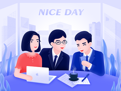 Nice day chat colleagues friends illustration office