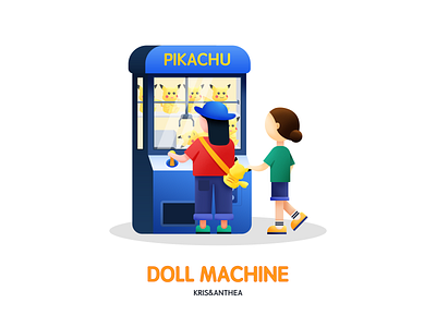 Doll machine blue daily girl illustration life