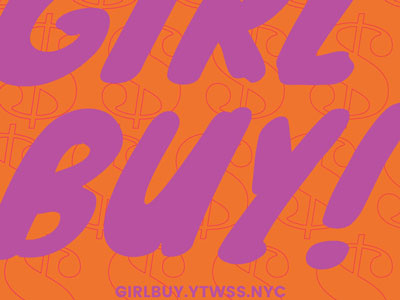 Girl Buy brush script graphic organge purple typography vector