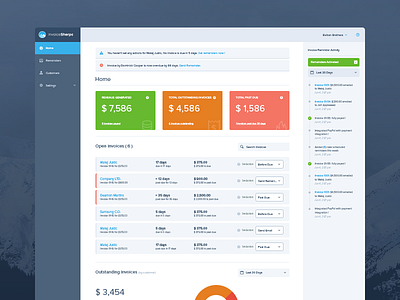 Invoice Sherpa Dashboard analytics charts clean dashboard design flat interface design ui user interface ux web design