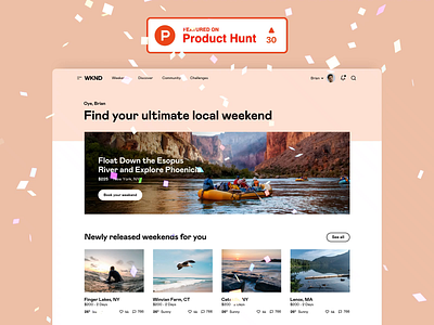 WKND - Launched on Product Hunt animation app b2c design system graphic design interface design motion graphics platform product design saas startup traveling ui ui kit user experience user interface ux visual identity web design website