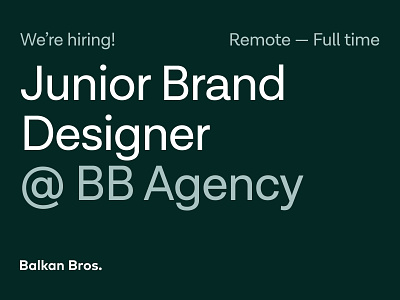 Join BB Agency as a Junior Brand Designer! agency brand brand designer branding designer graphic design hring join us junior brand designer logo motion graphics open position print design visual identity