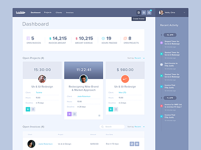 Tackkle Dashboard New analytics app clean dashboard flat interface invoices tables ui ux web design