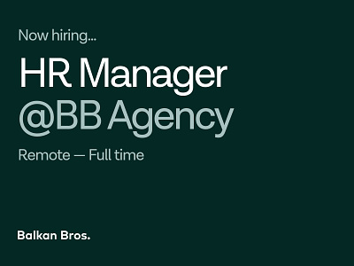 BB Agency - We're hiring an HR Manager! agency hiring hr human resources job join us open position remote remote position