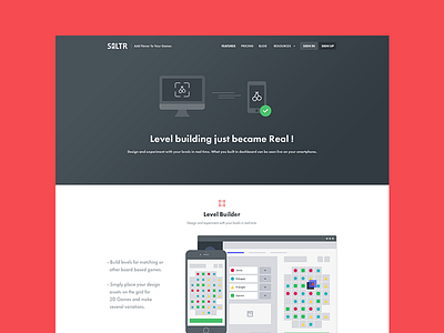 Saltr Redesign - Feature Page dashboard features flat gaming homepage icons mobile ui ux web web design website