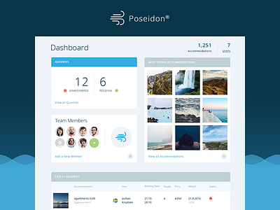 Poseidon UI accommodation app dashboard management team travel ui user interface ux web app