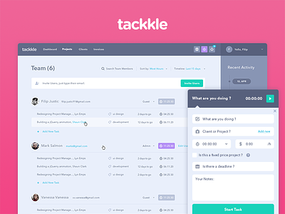 Give tackkle a try ! clean dashboard design flat icons interface project team ui ux web design