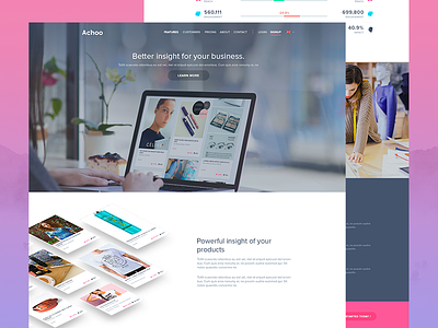 Achoo - Features Page business clean features flat homepage landing page ui ux web design website
