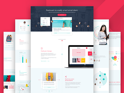 Reelevant Live! animation clean flat home landing minimal page shadow ui ux web website
