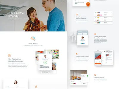 Zora Features Page - Tenants clean design features flat homepage landing page minimal page ui ux web website