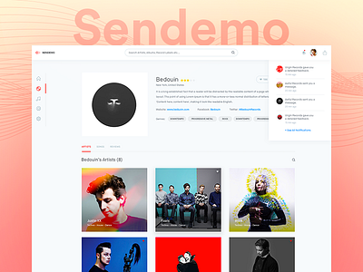 Sendemo UI - Label Info album app clean dashboard design interface kit minimal music ui ux web