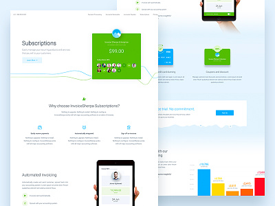 InvoiceSherpa - Subscriptions app balkanbrothers clean features invoice payment ui user experience ux web web design website