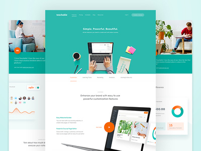 Teachable - Features clean design features home learning teachable user experience ux web website