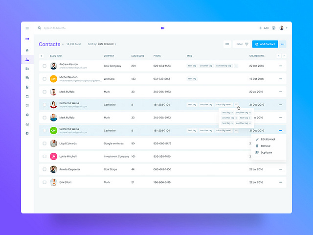 Agile CRM - Contacts by Balkan Brothers on Dribbble