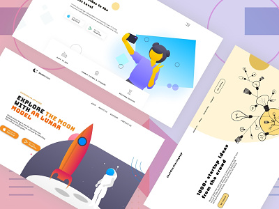 3 Landing Pages for Mobile Apps android black white colorful creative ideas illustration landing page landing page design minimal minimalism start up ui uiux ux