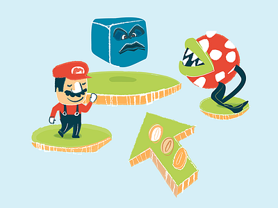 To the top of the fortress illustration mario nintendo vector