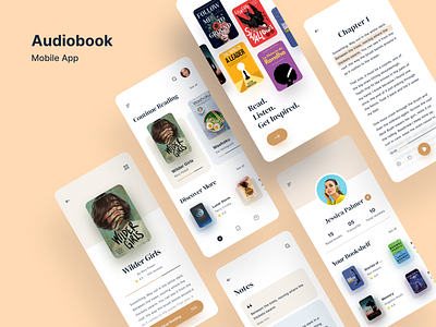 Audiobook - Mobile App Design audio bold book clean concept design ios mobile app reading app simple ui user interface