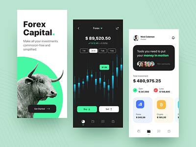 Forex Capital - Mobile App Concept bear bold bull clean concept crypto design forex investment ios mobile app simple stock market ui user interface