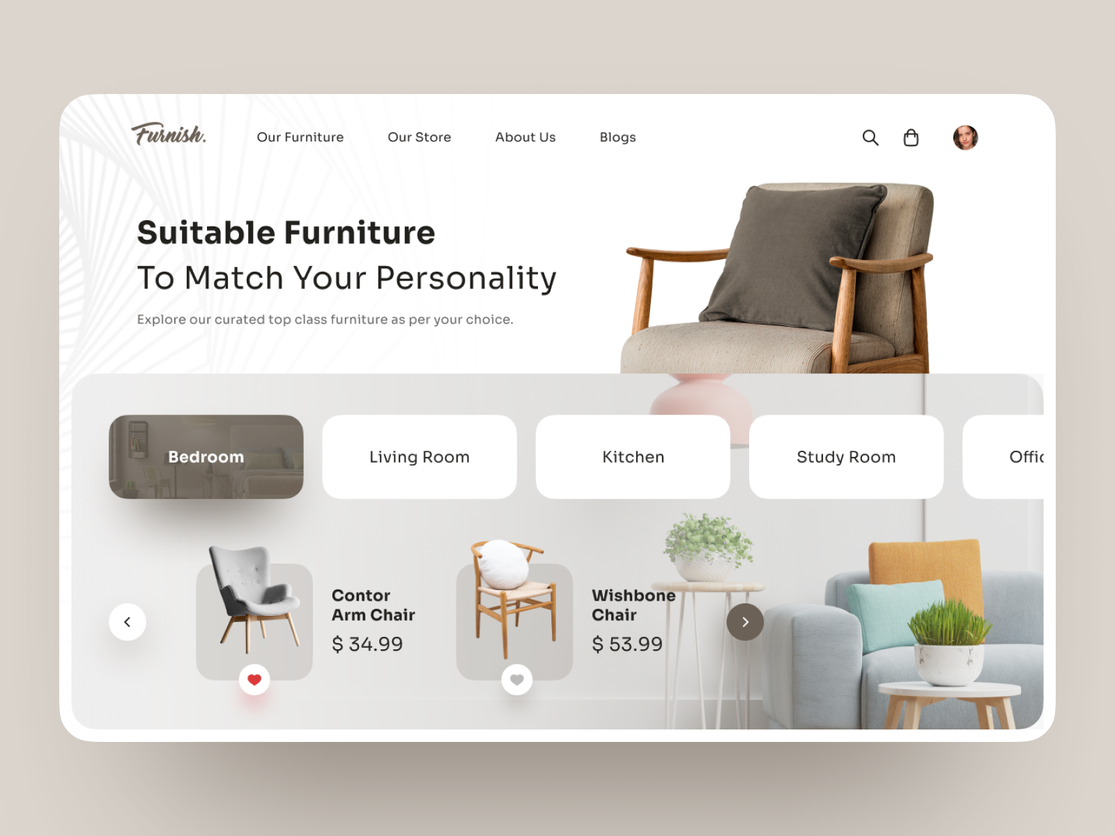 Furnish. Modern Furniture site by Nikunj Jardosh on Dribbble