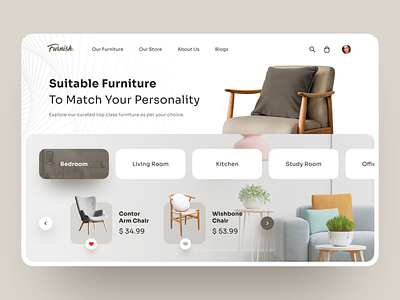 Furnish. - Modern Furniture Website bedroom bold chair clean concept design e shop ecommerce furniture homedecore interiror kitchen landing page living room minimal modern online store simple user interface website