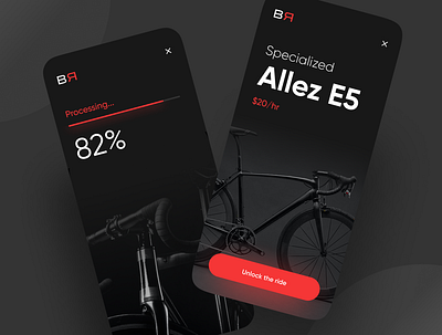 BykeR - Bike Rent App app bike rent bold clean concept dark design flat graphic design ios logo minimal mobile app mockup simple typography ui user interface ux vector
