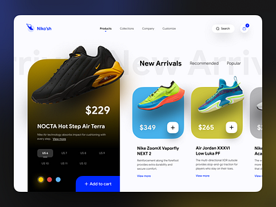 Niko'sh - Shoe eCommerce Website bold clean concept design e commerce ecommerce website fashion homepage landing page minimal mockup nike online store shoe simple ui ux web website website design