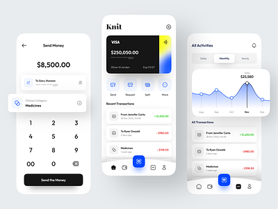 Knit - Money Tracking App app banking app clean concept design finance app finance tracking fintech graphic design ios minimal mobile app mobile app design money money management personal finance simple ui ux wealth management