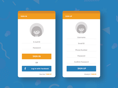 Sign In & Sign Up Screens android concept user interface
