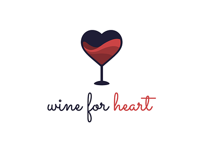 Wine For Heart concept heart logo red simple wine