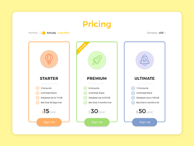 Pricing Plan design flat identity illustration packages pricing pricing page pricing table shot table typography ui ux uidesign user interface web design website design