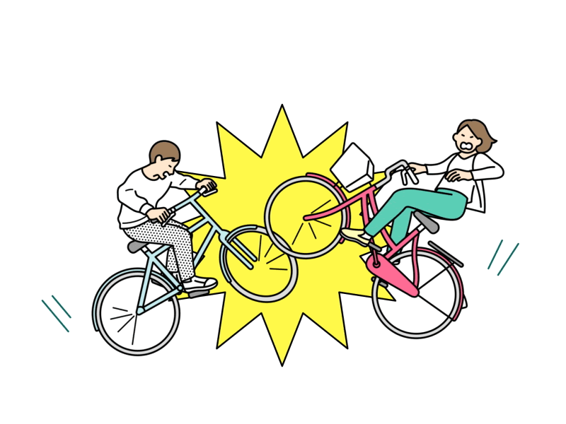 Bicycle Crash Guys {gif} 2d after effects animated gif animation bicycle character gif line art motion graphics rigging toon boom harmony