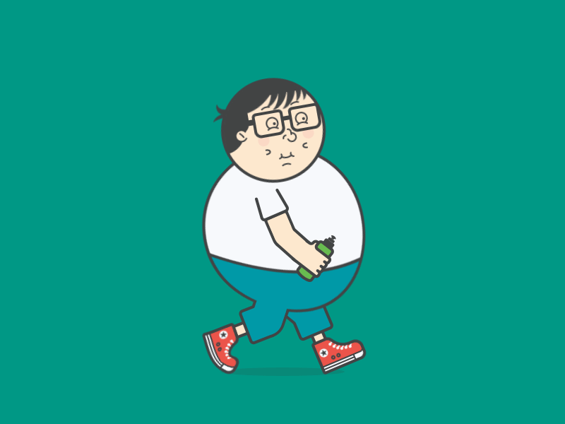 Fat Boy Walking {gif} 2d after effects animated gif animation boy character motion graphics rigging vector walk cycle