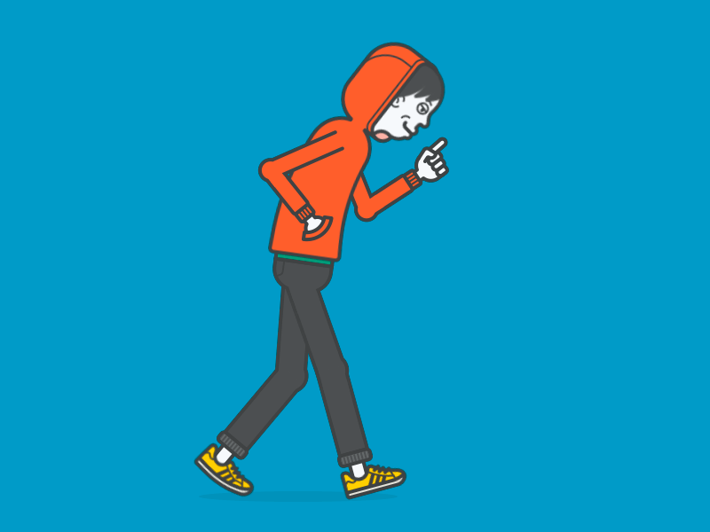 Hoodie Guy Walking {gif} 2d after effects animated gif animation character double bounce hoodie motion graphics rigging vector walk cycle