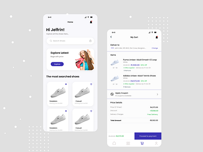 Shoe shopping mobile app screens app design branding cart design home illustration job app shoe shopping app shopping shopping app ui ui design ux