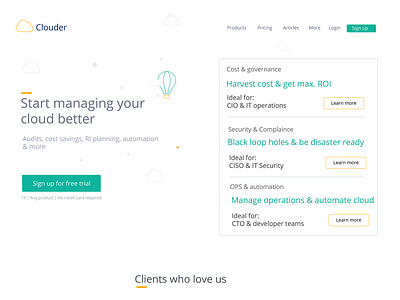 Cloud Platform Design website UI