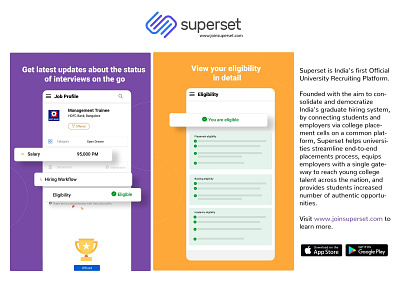 Job profile & eligibility screen for Superset app design college placement design eligibility screen events ui feed job app job profile details job profiles ui ui design ux