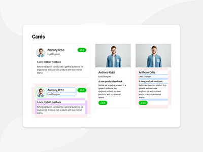 Cards spacing cards design cards ui components wireframe