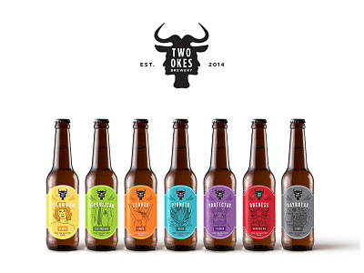 Two Okes Brewery beer craft design illustration labels