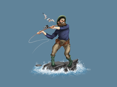 Fishing Man Digital Painting fishing illustration photoshop shirtdesign